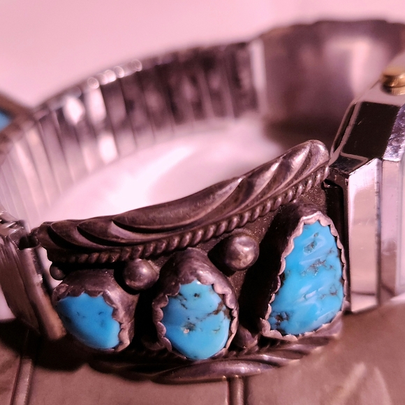 Pulsar 925 Silver, Authentic Turquoise Vtg watch & Southwest Style Earrings - Picture 5 of 8